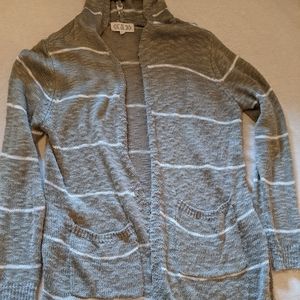 Sage and white striped cardigan